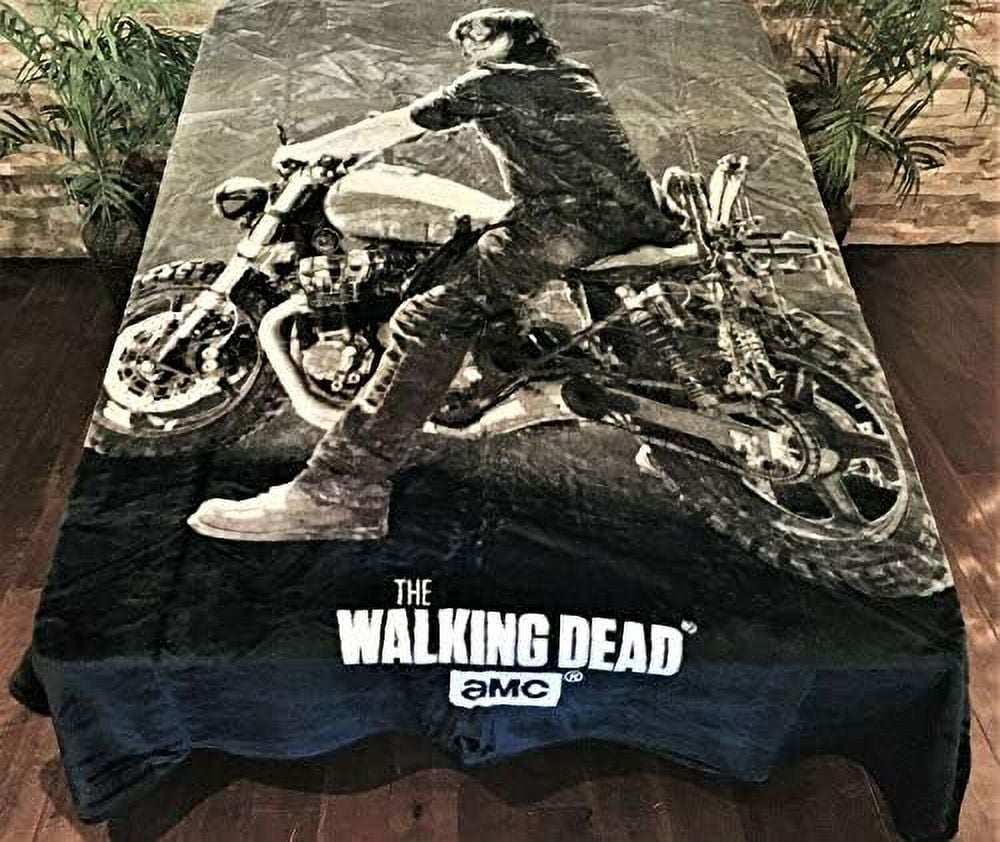 Daryl On Motorcycle AMC Walking Dead Faux Fur Queen Blanket