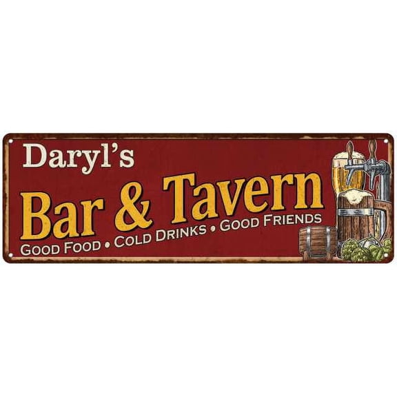 Daryl's Bar and Tavern Red Chic Sign Man Cave Decor Gift 6x18 106180002150
