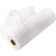 Darzheoy 10 Inch x 30 Feet Deco Poly Mesh Ribbon, Metallic Foil Poly Mesh Ribbon, for Wreaths, Swags, Craft, Wedding, Party and Decorating Supplies