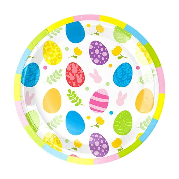 Darzheoy 10 Pack Easter Dinner Plates, 7" Colorful Disposable Paper Plates, Easter Party Supplies Eggs Party Plates for Birthdays, Themed Celebrations & Easter Parties