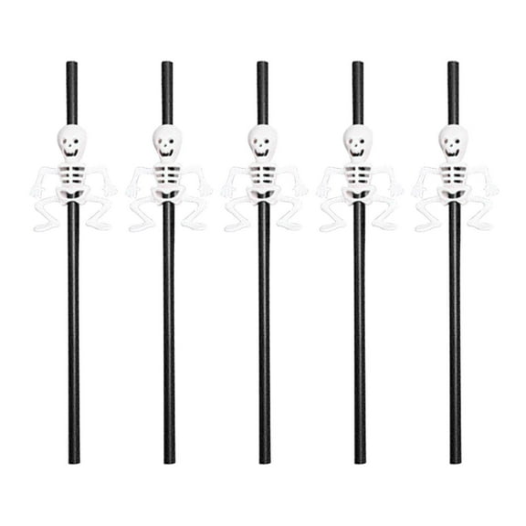 Darzheoy 10 Pcs Halloween Straws Reusable Plastic Straws Pumpkin Skeleton Straws for Kids Halloween Party Supplies Birthday Decoration