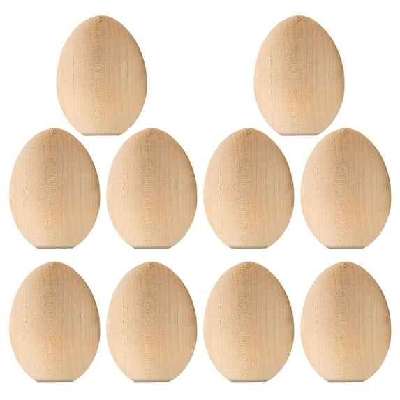 Darzheoy 10 Pcs Wooden Fake Eggs, 2.5 Inch Unpainted Wooden Eggs DIY Doodle Easter Eggs Children Hand Painted Eggs Painting Toy, Easter Eggs for Children DIY Game