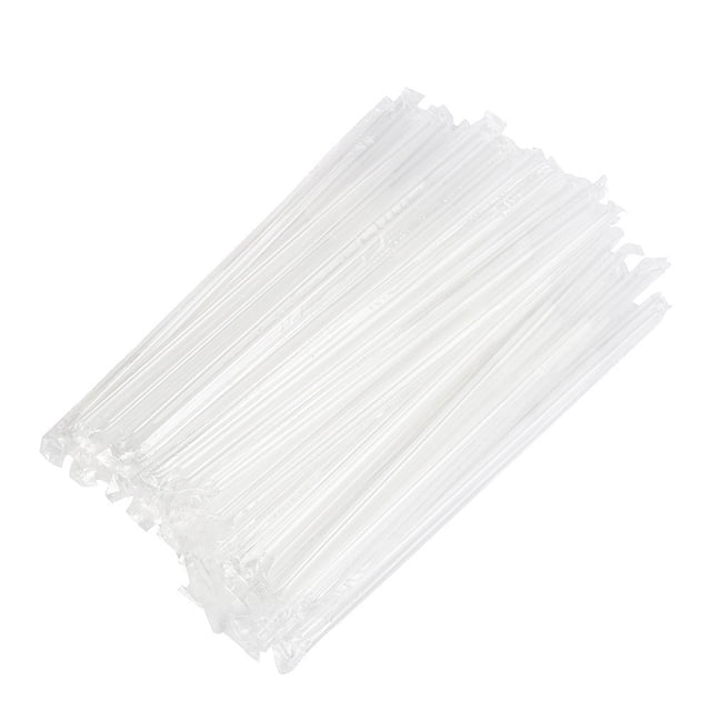 Produktbild von 100 Stück Flexible Plastikstrohhalme – Einzeln In Papier Verpackt, Einweg, Bunt