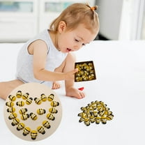 Darzheoy 100Pcs Tiny Wooden Bees, Embellishment Wooden Bees Craft Decorations for DIY Craft Wreath Scrapbooking Party Home Decor