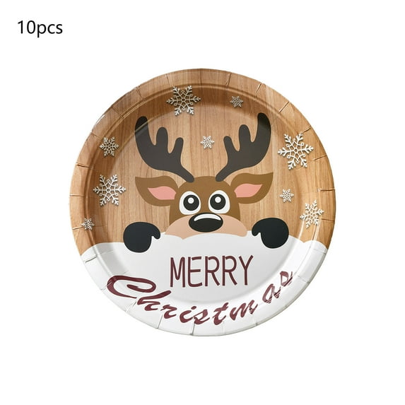 Darzheoy 10PCS Christmas Disposable Plates, Holiday Party Supplies for Dinner and Events, Festive Paper Plates for Family Gatherings, Decorative Tableware for Celebrations