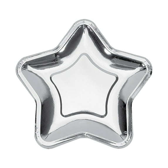 Darzheoy 10Pcs Thick Star Shaped Paper Plates Disposable Party Plate Pentagram Dinnerware Plate for Graduation Independence Day Wedding Birthday Baby Shower