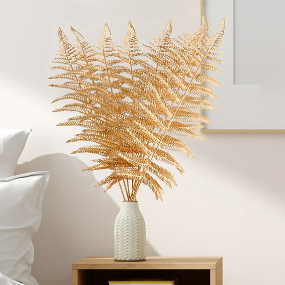 Darzheoy 12 Pcs Christmas Artificial Leaves, Glitter Golden Fake Floral Spray Picks Branches Twig for Xmas Tree Wreath Wedding Bouquet Decoration