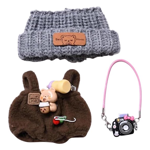 Darzheoy 17cm Doll Clothes Set, Hat & Overalls Set for 17cm Dolls Accessories Suit, Cute Clothes for Dolls Dress up