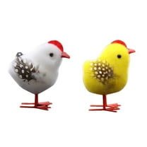 Darzheoy 2 Pack Easter Chicks Mini Chicken Figure Chicks Easter Bird Chick Decoration for Easter Party Favors Supplies Easter Decorations for Table