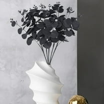 Darzheoy 20 Heads Realistic Plastic Money Leaf Bouquet - Halloween Party Decor, Home Office Wedding Floral Arrangement, Faux Greenerys Centerpiece, Black