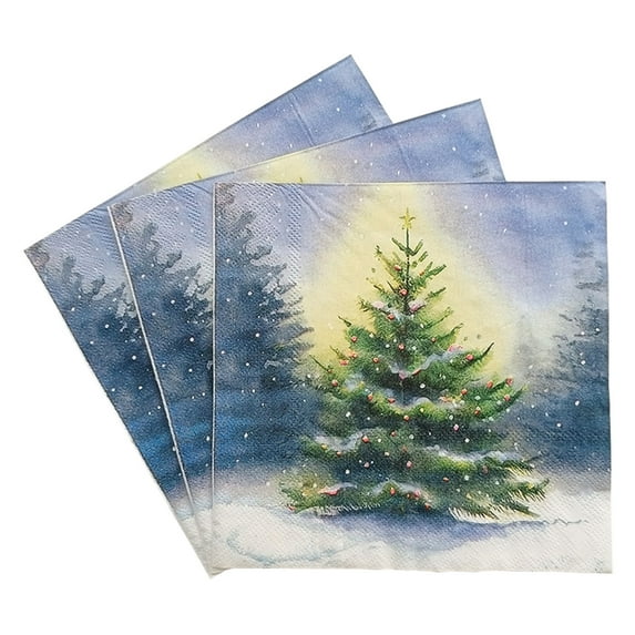 Darzheoy 20 Pack Christmas Paper Napkin Vintage Xmas Tree Disposable Luncheon Napkin Retro Dessert Dinner Hand Napkin