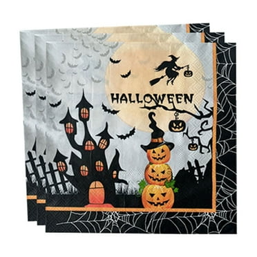 Darzheoy 20 Pcs Halloween Party Supplies Disposable Dinnerware Set Halloween Paper Dinner Plates Cups Ghost Napkins Dinnerware Kit for Halloween Party Decorations