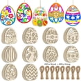 thumbnail image 1 of Darzheoy 20 Sets Wooden Easter Ornaments Decorations DIY Easter Craft Kits Assorted Paintable Unfinished Wood Easter Egg Ornaments for Kids Classroom Home Activity Art, 1 of 7