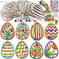 thumbnail image 1 of Darzheoy 24 Sets Wooden Easter Ornaments Decorations DIY Easter Craft Kits Assorted Paintable Unfinished Wood Easter Egg Ornaments for Kids Classroom Home Activity Art, 1 of 6