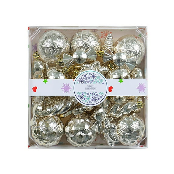 Darzheoy 28Pcs Christmas Balls Ornaments 3/4/5cm Plastic Electroplated Special-shaped Colorful Balls Christmas Set Christmas Tree Ornaments Decorative
