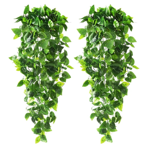 Darzheoy 2pcs Fake Hanging Plants 3.6ft Fake Ivy Vine Artificial Ivy Leaves for Wedding Wall House Room Patio Indoor Outdoor Home Shelf Office Decor (No Baskets)