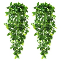 Darzheoy 2pcs Fake Hanging Plants 3.6ft Fake Ivy Vine Artificial Ivy Leaves for Wedding Wall House Room Patio Indoor Outdoor Home Shelf Office Decor (No Baskets)