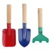 Darzheoy 3 Pcs 8" Kids Garden Tools, Made of Metal with Sturdy Wooden Handle, Beach Snow Toys Rake, Flat & Pointed Shovels for Children