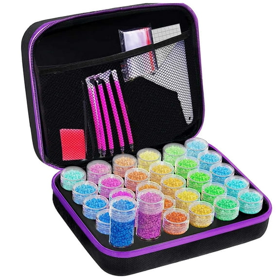 Darzheoy 30 Slots Storage Container for Diamond Art Painting Kits for Adults, Portable Bead Storage Boxes for Diamond Art Painting Accessories and Tools