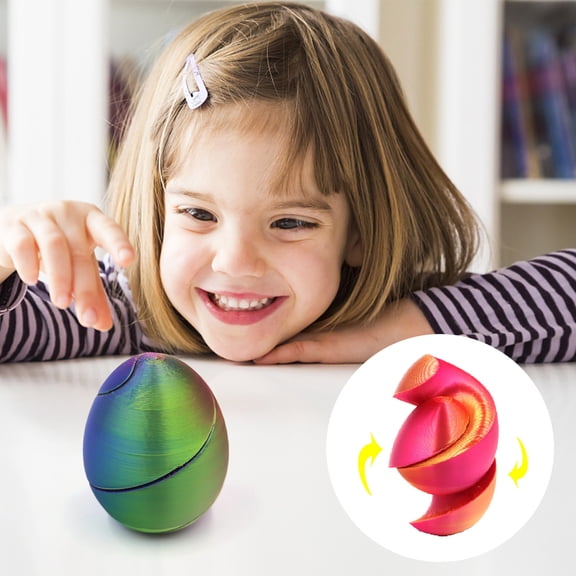 Darzheoy 3D Printed Spiral Egg Fidget Toy Pass Through Stress Relief Desk Toy Fidget Ball Relax Anxiety Toy for Kids Girls Boys Easter Basket Stuffers Party Favors Gifts