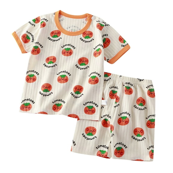 Darzheoy 3T Summer Outfits For Girls Summer Kids Pajamas Children's Short Sleeve Pjs Set Loose Two-Piece Home-Wear Suits Children T-Shirt Loungwear Sets