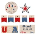 thumbnail image 1 of Darzheoy 4th of July Patriotic Tiered Tray Decor - Red White Blue Decorations Memorial Day Wooden Signs - Farmhouse Rustic Independence Day Ornaments for Home Table, 1 of 4