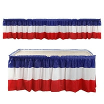 Darzheoy 4th of July Plastic Table Skirt Decorations Red White and Blue Patriotics Themed Disposable Table Skirt for Independence Day Memorial Day and Veterans Day Party