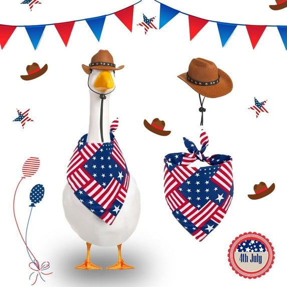 Darzheoy 4th of July Goose Outfit Set 23"/ 17'' Lawn Porch Patriotic Goose Clothes Outfit for Outdoor Patio Yard Lawn Art Decoration