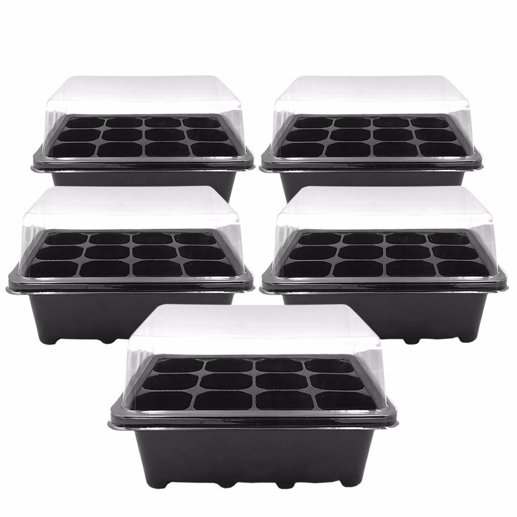 Darzheoy 5 Packs Seed Starter Tray Seed Starter Kit (60 Cells Total ...