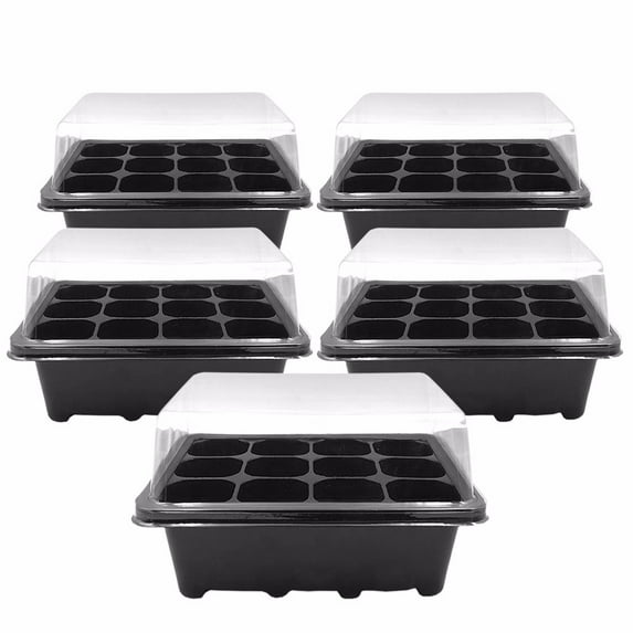 Darzheoy 5 Packs Seed Starter Tray Seed Starter Kit (60 Cells Total Tray) Seed Starting Trays Plant Starter Kit and Base Mini Greenhouse Germination Kit for Seeds Growing Starting