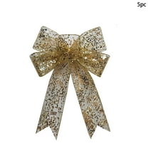 Darzheoy 5 Piece Christmas Ribbon Bows with Glitter and Mesh for Tree Decoration Scene Setup Hanging Ornaments for Holiday Festivities