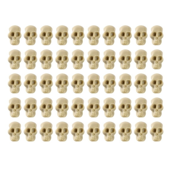 Darzheoy 50Pcs Halloween Mini Skull Heads, Miniature Figurines Skulls Heads Ornamets Halloween Decorations for Halloween Crafts Home Prank Props Party Favors