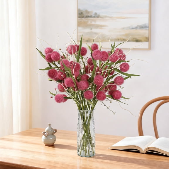Darzheoy 5PCS Christmas Simulation Flower with 3 Headed Dandelions Ball Design, Artificial Floral Decor for Holiday and Party