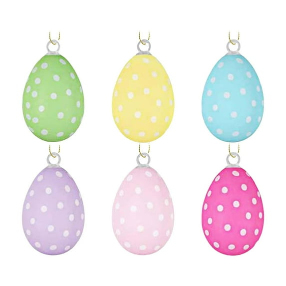 Darzheoy 6 Pcs Easter Hanging Eggs, 2.4" Easter Eggs Hanging Ornaments, Easter Decorations Eggs Tree Ornaments for Party Birthday Home Garden Decoration
