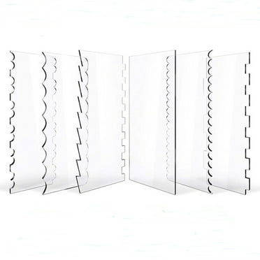 Darzheoy 6 Pieces Clear Acrylic Cake Scraper Set Cakes Smoother Scraper Cake Stripes Edge Contour Comb for DIY Icing Frosting Buttercream Cream Decorating Kitchen Baking Tool