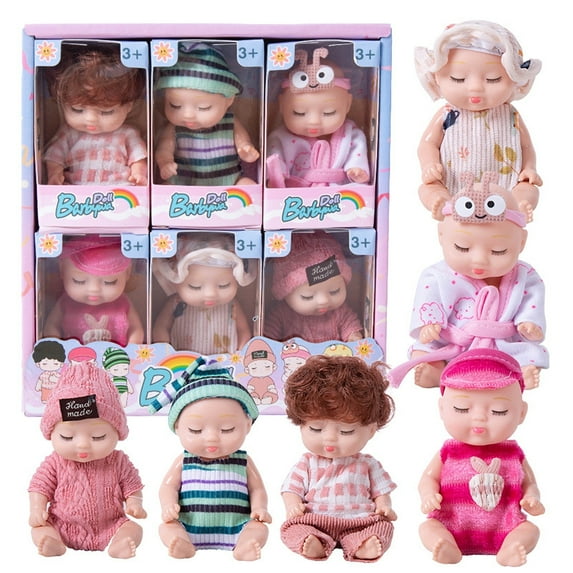 Darzheoy 6 Sets 4 inch Dolls Cute Girl Dolls Include 6 Pieces Girl Mini Dolls, 6 Sets Handmade Doll Clothes