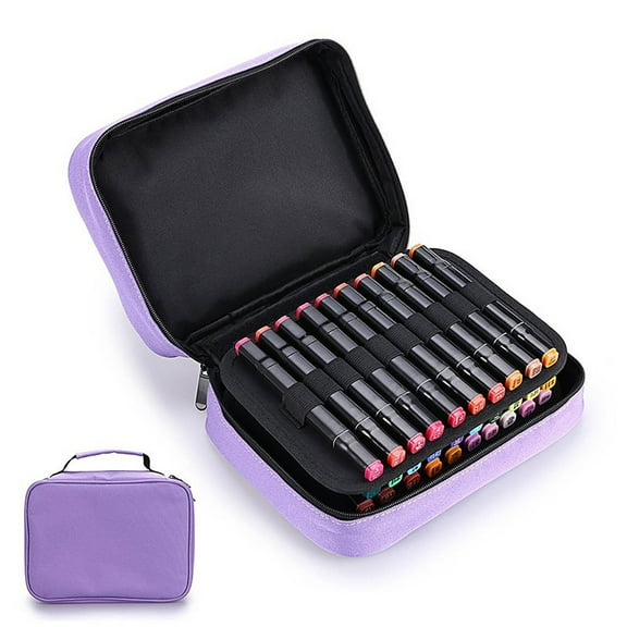 Darzheoy 60 Slots Marker Organizer Case, Large Marker Case for 60 Markers Big Capacity Marker Storage Bag Pen Case with Carrying Handle