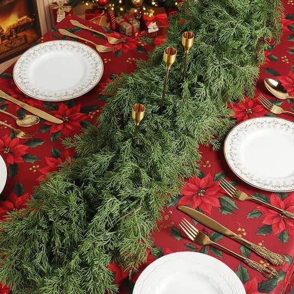 Darzheoy 6FT Christmas Garlands Norfolk Pine Garland Faux Greenery Pine Garland for Table Mantle Wall Holiday Indoor Outdoor Christmas Decorations