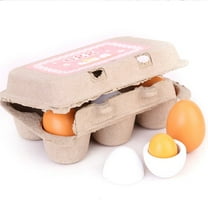 Darzheoy 6PCS Egg Kitchen Toys, Wooden Toy Food, Kids Play Food Cooking DIY Kitchen Pretend Play Food Set, Easter Eggs