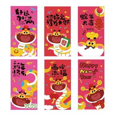 Darzheoy 6Pcs Snake Red Envelopes 2025, Chinese New Year Red Envelopes 2025 Cute Cartoon Snake Red Envelopes Cash Gifts Lucky Money Envelopes Spring Festival Kids Hong Bao