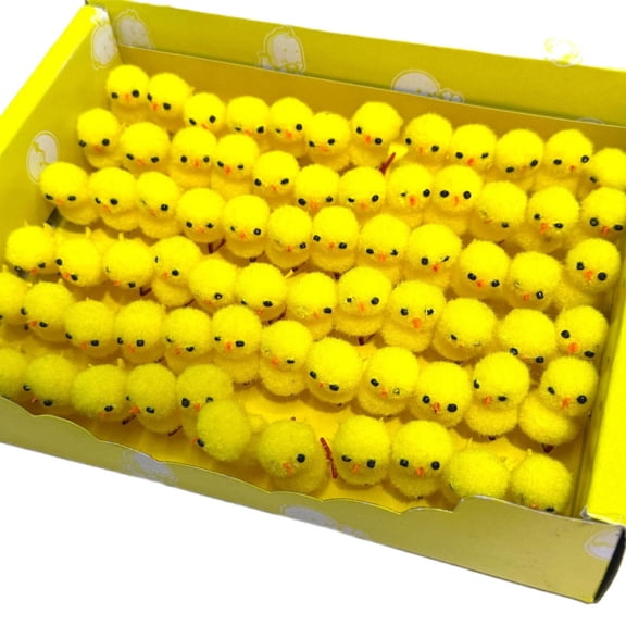 Darzheoy 72pcs Mini Chicks Set Plastic Plush Chicken Figures Figurines Cake Toppers Farm Animal Statues Table Decorations for Easter Party Favors