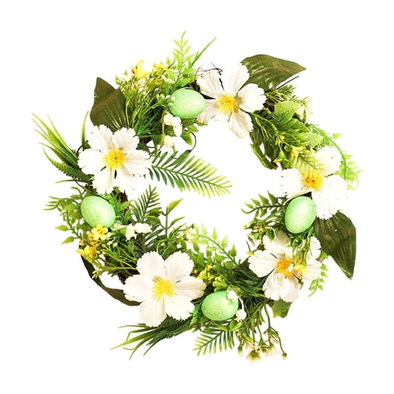 Darzheoy 8" Artificial Easter Wreath with Colored Egg and Mixed Flowers Spring Wreath for Front Door or Indoor, Wall Easter Decorations