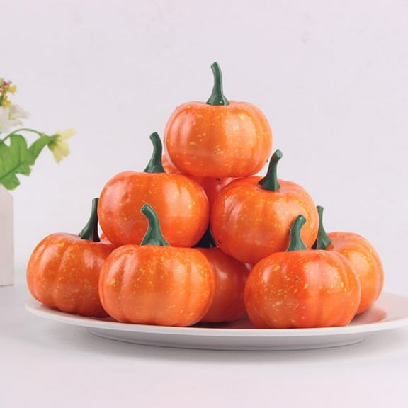 Darzheoy 8 Pcs Mini Artificial Pumpkins, Fall Harvest Simulation Pumpkins Decor Fake Fruit Decor for Halloween Thanksgiving Party Decorations