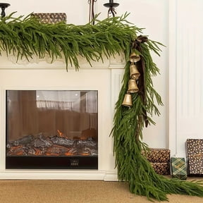 Darzheoy 9FT Christmas Garlands Norfolk Pine Garland Faux Greenery Pine Garland for Table Mantle Wall Holiday Indoor Outdoor Christmas Decorations