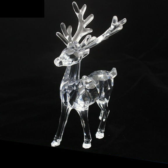 Darzheoy Acrylic Christmas Reindeer Ornaments Clear Deer Figurine Statues Crystal Acrylic Reindeer Ornaments Animal Collectible Standing Statue for Christmas