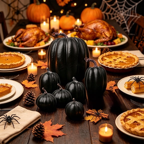 Darzheoy Artificial Foam Pumpkins, Assorted Color Fake Pumpkin Set, Fall Harvest Halloween Table Arrangement, Decorative Pumpkin for Centerpiece, Mantel, Shelf, Table, Counter