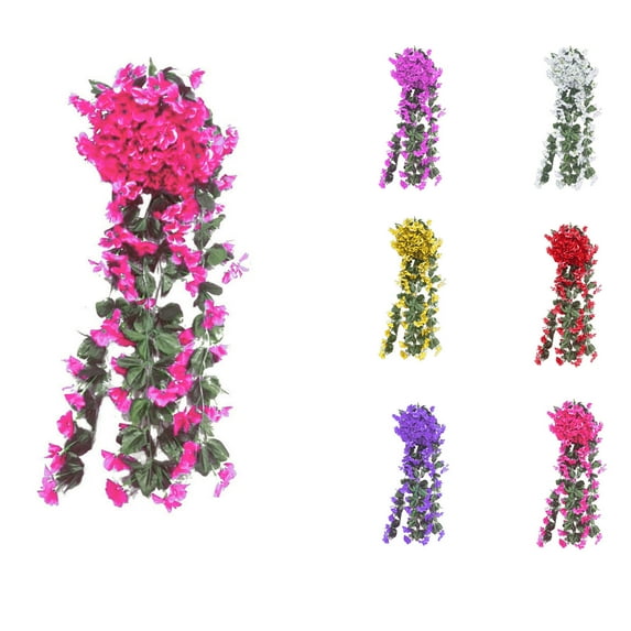 Darzheoy Artificial Hanging Flowers, Fake Hanging Plants Colorful Orchid Flower Bouquet for Wall Home Room Garden Wedding Indoor Outdoor Spring Decoration