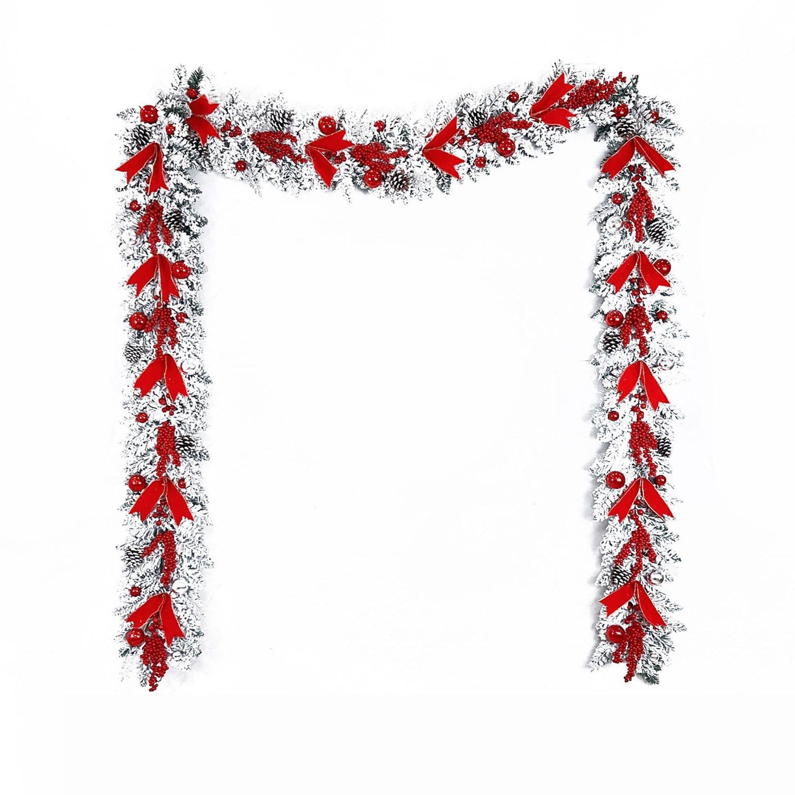 Darzheoy Artificial Snowy Christmas Cedar Garland with Pine Cones and ...