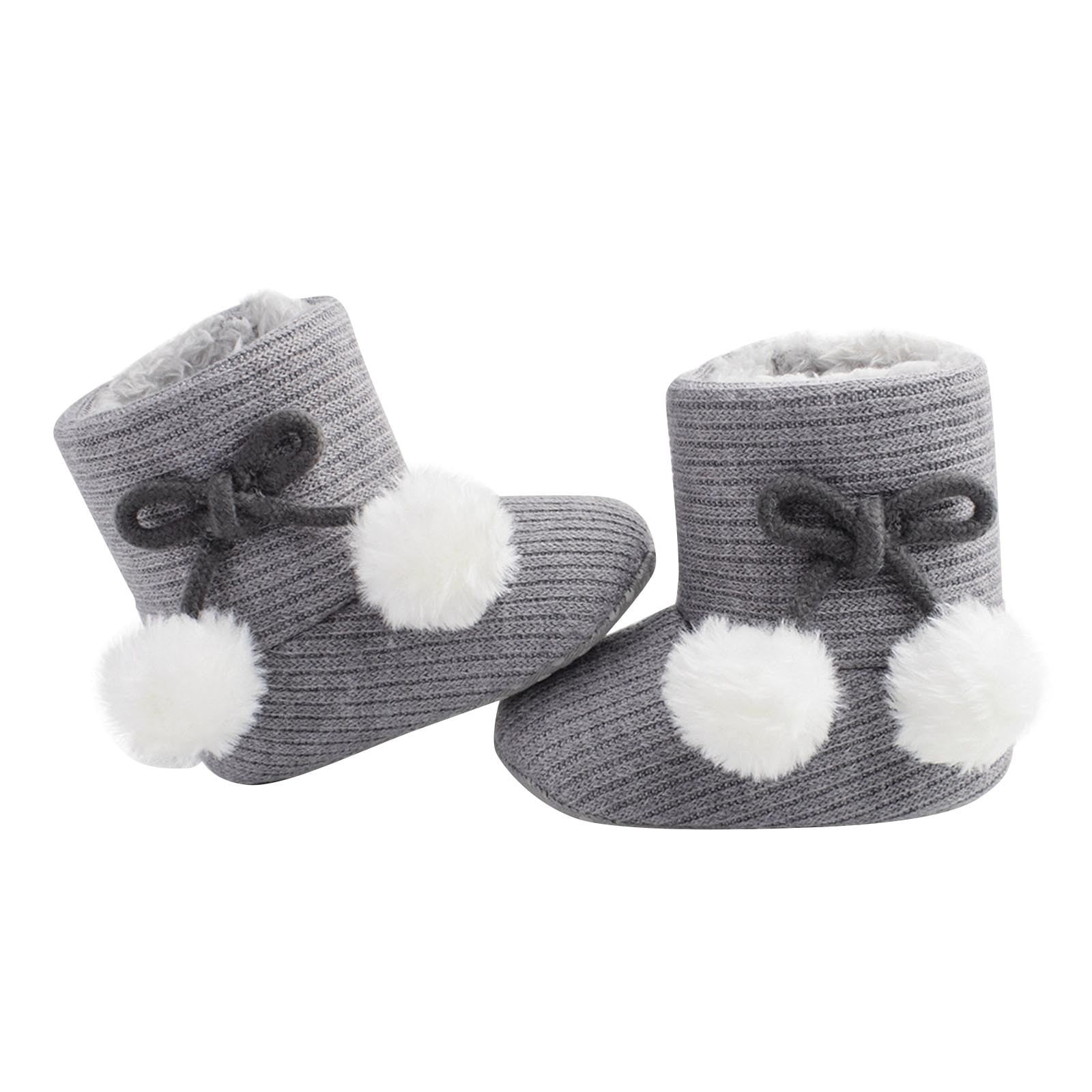Baby Fleece Booties Newborn Warm Slippers Cozy Winter Boots Sock Shoes Infant Crib Bootie with Non-Slip Bottom 0-12 Months