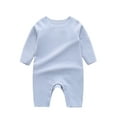thumbnail image 1 of Darzheoy Baby Infant Rompers Long Sleeve Solid Color Cute Jumpsuits Round Neck Breathable Loose Spring Summer Pajamas Clothes ,Size 3-18 Months, 1 of 4